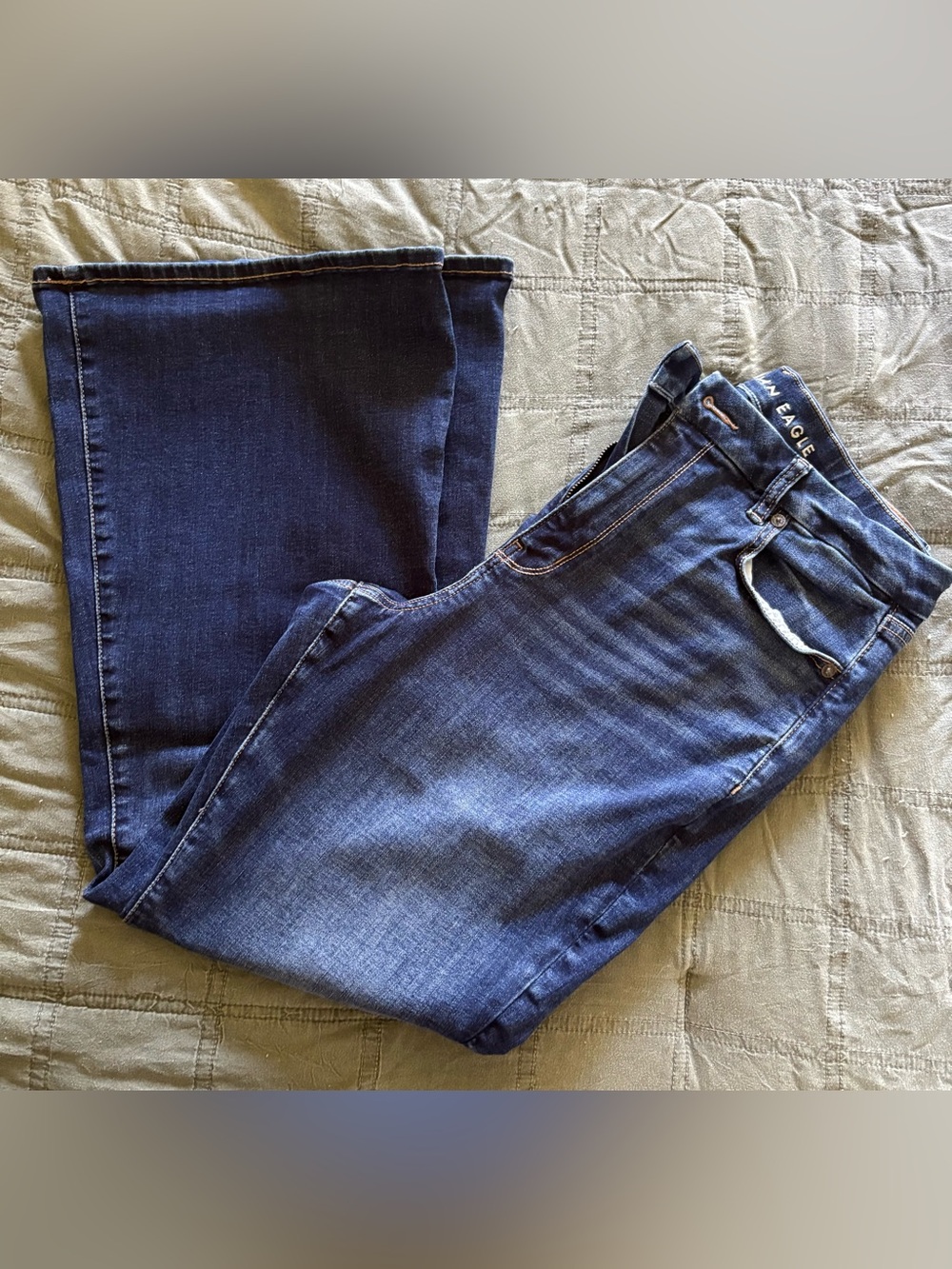 American Eagle Outfitters Dark Blue curvy super high rise flare Jeans